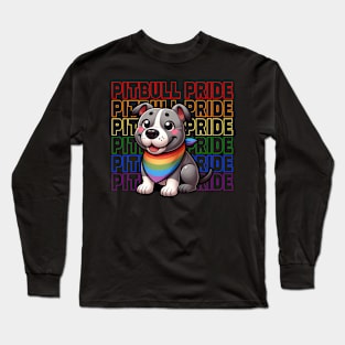 Pitbull Pride - Rainbow-Colored Cute Pitbull Long Sleeve T-Shirt